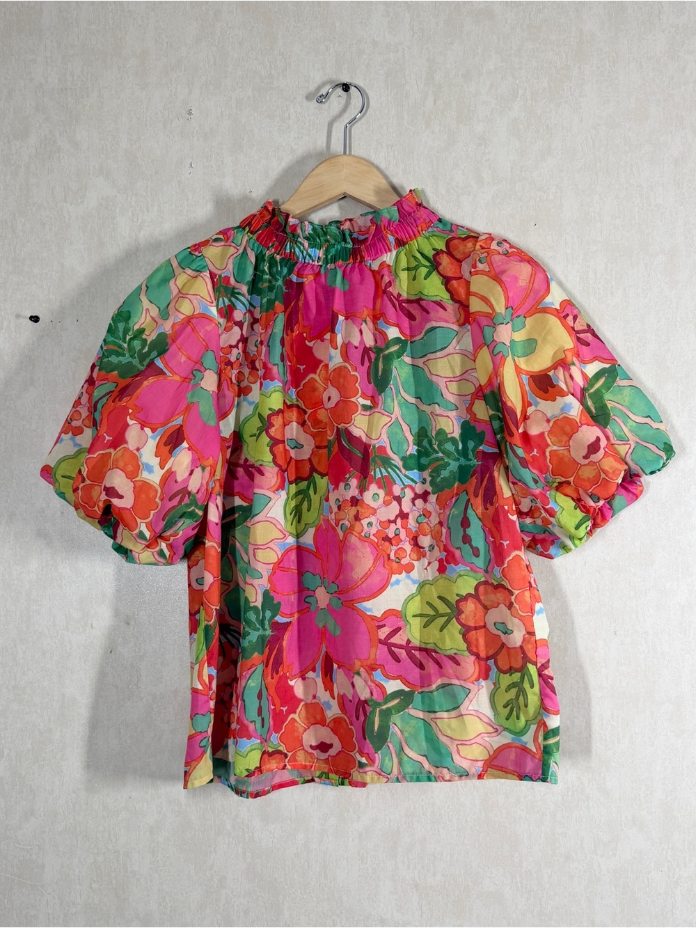 THML Women’s Sprout Of Spring Puff Sleeve Floral Blouse Top in Multicolor L - Picture 3 of 11
